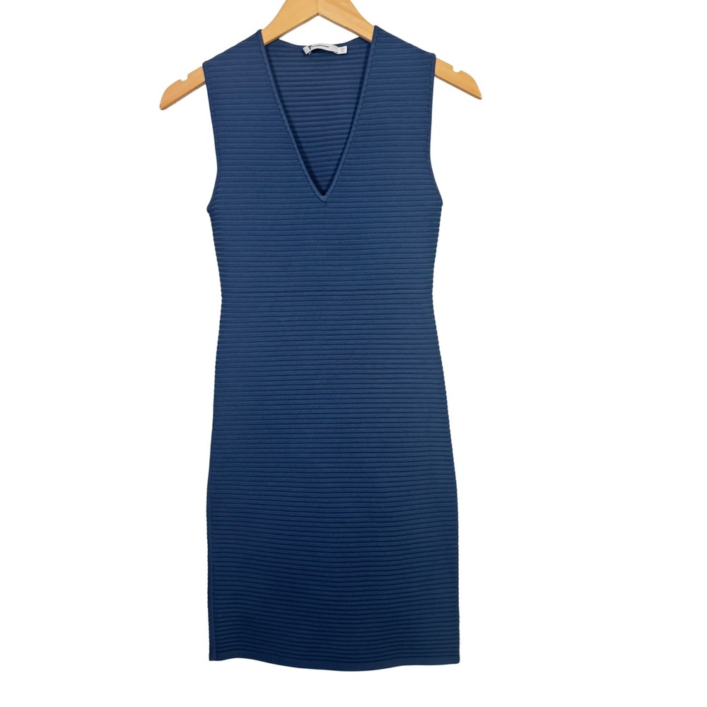 T by Alexander Wang Dress Small Teal Bandage V-Neck Cutout Sleeveless Bodycon